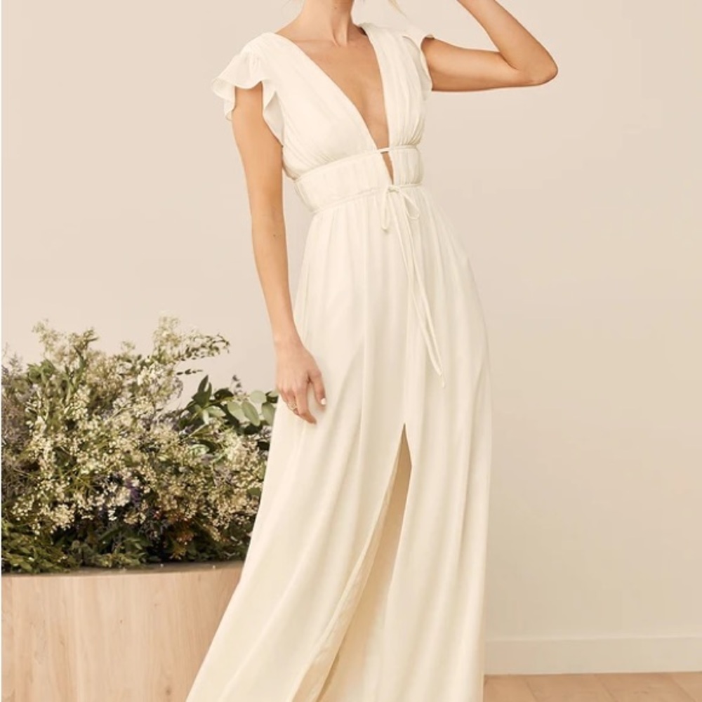 Lulu’s I'm All Yours Cream Ruffled Maxi Dress